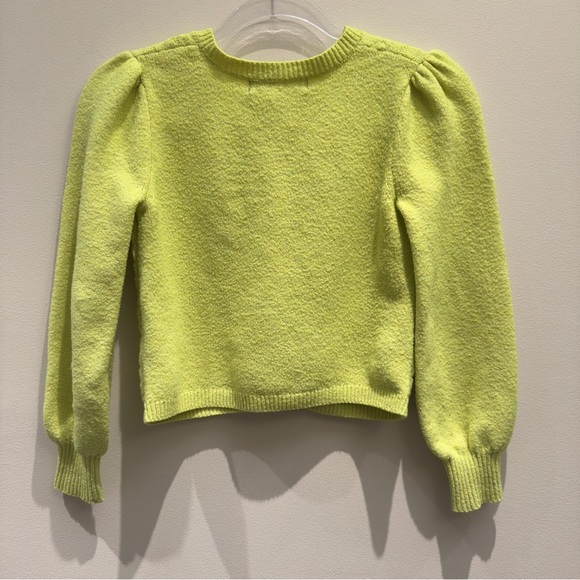 Chloe & Jasmine Lime Green Sweater Heart Gemmed Buttons Cable Knit Size 10/12 - Picture 2 of 5